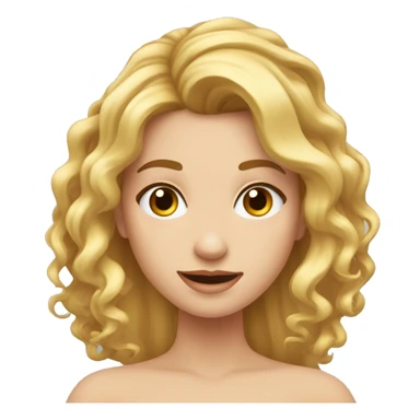 Una chica con el pelo rizado rubia poniendo los dos brazos para la derecha y la cabeza bajada sticker