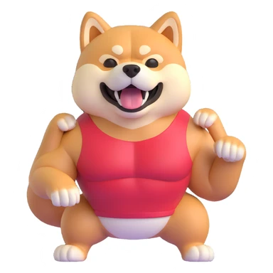 shiba inu with muscles sticker