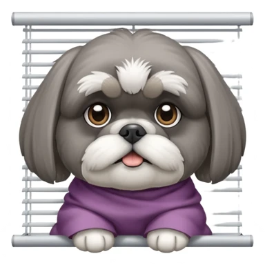 cute all grey shih tzu peeking through window blinds sticker
