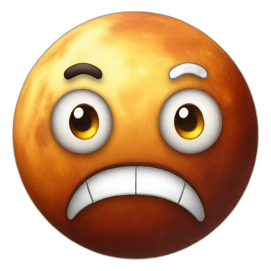 planet Mercury with a cartoon fearful face with big playful eyes sticker