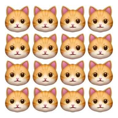 cute and simple cat emoji with various expressions sticker