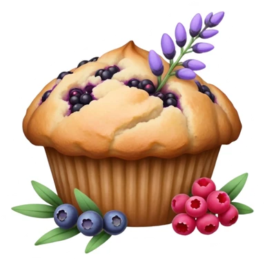 Lavender flower sprig muffin with berries sticker