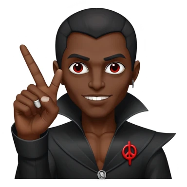 A black Vampire holding up the peace sign with his thumb also extended  sticker