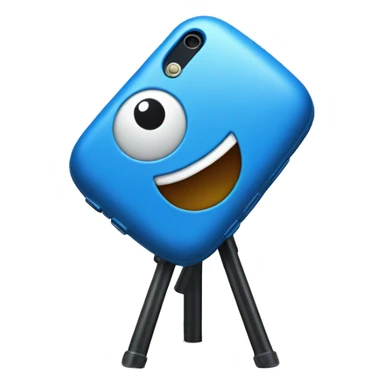 The blue phone stands on a tripod sticker