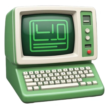 mac os icon code computer retro terminal, black, green white, numbers and code lines on the screen sticker