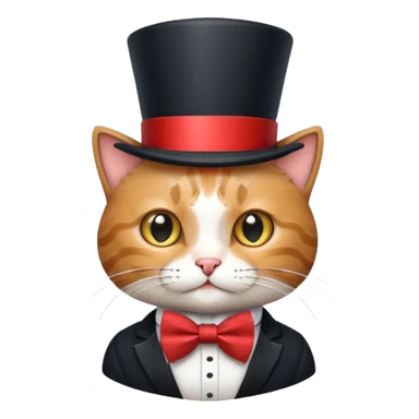 playful cat with a fancy hat sticker
