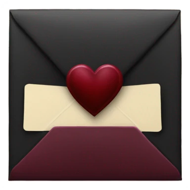 black envelope with burgundy wax heart seal sticker