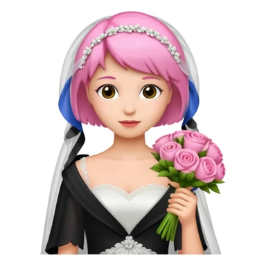 pink short haired bride with bouqet sticker