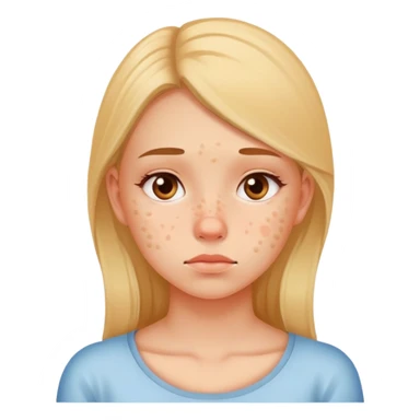 chica con acné en el rostro, expresión pensativa, fondo simple sticker