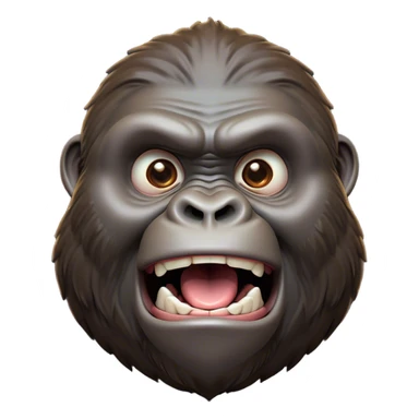 Cinematic Comical Gorilla Portrait Emoji, Head tilted dramatically with an exaggeratedly shocked expression, featuring a robust build with wide, comically expressive eyes full of humorous disbelief, Simplified yet hilariously expressive features, highly detailed, glowing with a slightly sassy jungle glow, high shine, dramatic yet playful, stylized with an air of quirky primate attitude, soft glowing outline, capturing the essence of a meme-worthy gorilla that appears ready to side-eye its way into viral fame! sticker