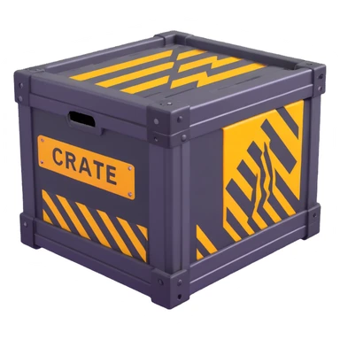 industrial crate, metallic with warning stripes sticker