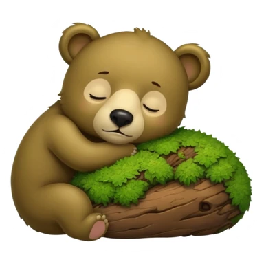 bear cub hugging moss pillow asleep sticker