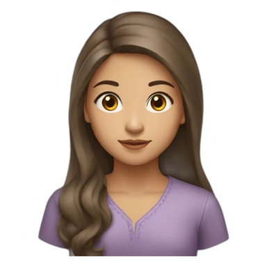 A young girl of Algerian origin with a round head, long brown hair and a small chin. sticker