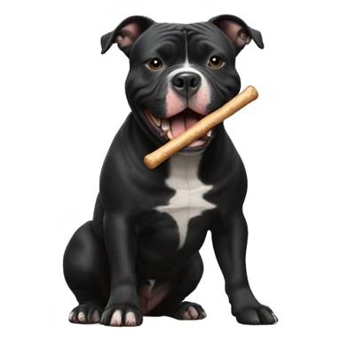 Black American Bully with a bully stick sticker