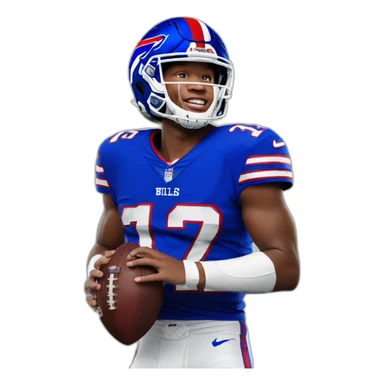 josh allen in a bills jersey and helmet sticker