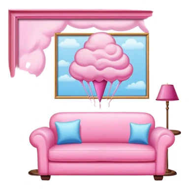 Living room in the color of pink cotton candy sticker