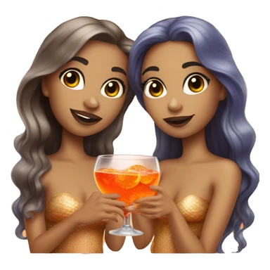 Three beautiful mermaids (light skin) drinking aperol sticker