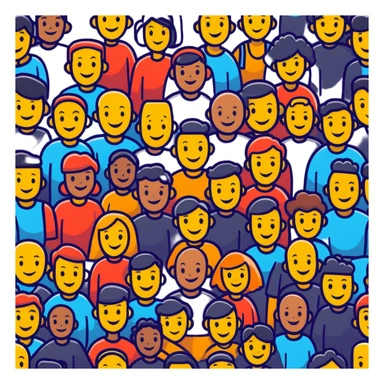 Group of diverse cheerful characters mingling and chatting sticker