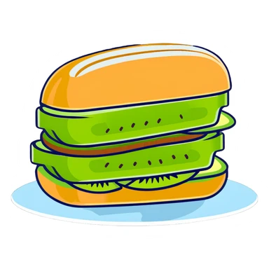 Kiwi sandwich with sliced kiwi fruit between bread slices sticker