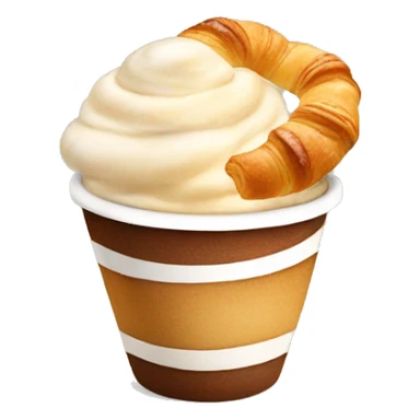 Cup of cappuccino with croissant sticker