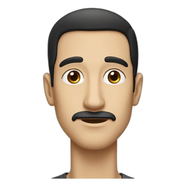Tall man and long face.black hair and eyes.long nose.medium size mouth and big but long eyes sticker