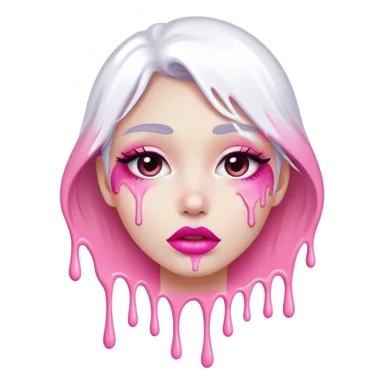 Slightly open pink ombre lips with white paint dripping off sticker