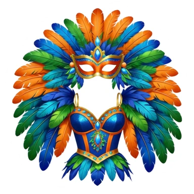 carnival mas costume, blue, green and orange preferably, full costume feathers at the back  sticker