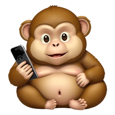Fat monkey being lazy with phone  sticker