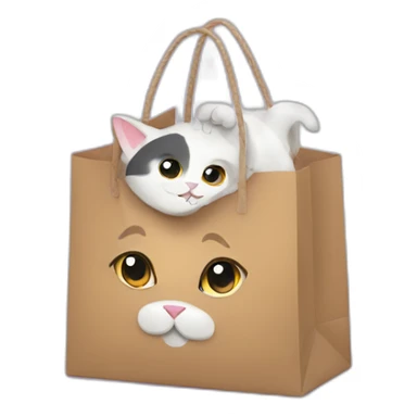 Cat hides in shopping bag sticker