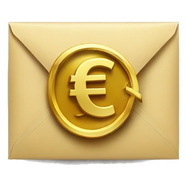 golden euro sign on an envelope sticker