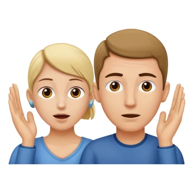 two people cupping their ears to hear a sound sticker