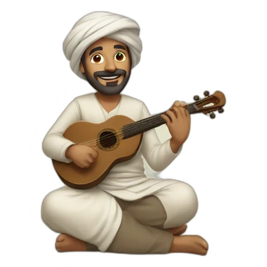 man playing Arabic luth sticker