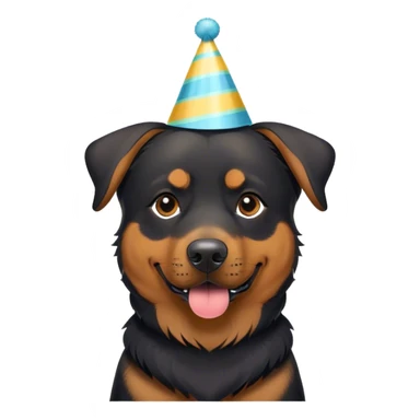 A Rottweiler/German Shepherd mix wearing a party hat. sticker