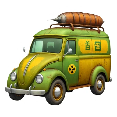 Professional exterminator’s antique tall moving van hot rod (bug shaped) sticker