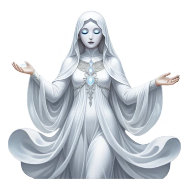 Cinematic, Ultra realistic 32k HD, Breathtaking piece of art, rim lighting, hauntingly beautiful art, mostly greyscale, Balanced features, highly detailed digital artwork, glowing with silver light, glowing, high shine, deviant adoptable, highly detailed clothing, remembrance, a painting of white silver, fanciful, enchanting, ghostly, embodying the essence of both reality and fantasy, dreamy, dreamy glow, optical illusion, immaculate composition, complex pose, air composition. The image is so lifelike that it feels as though it could leap off the canvas at any moment sticker