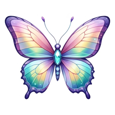 Pastel iridescent rainbow crystal butterfly sticker