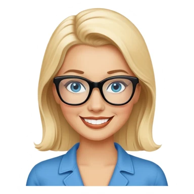 Photo Realistic 50's pin up,  blonde, black glasses and blue eyes full figure sticker