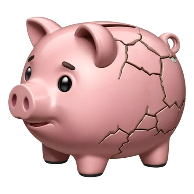 emoji of sad piggy bank, right view sticker