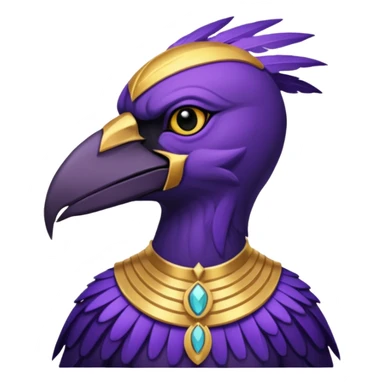 A male purple crow character inspired by the Ancient Egyptian god Sutekh/Set. Purple with gold accents and a gold Gemini emblem  sticker