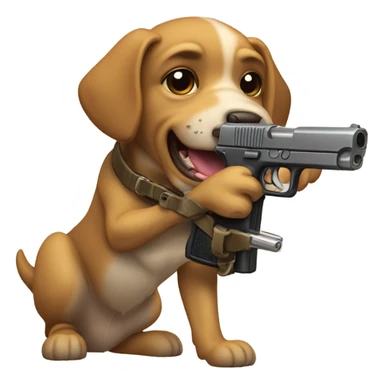 Dog with a gun sticker