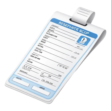 booking slip, reservation receipt, document with confirmed booking details sticker