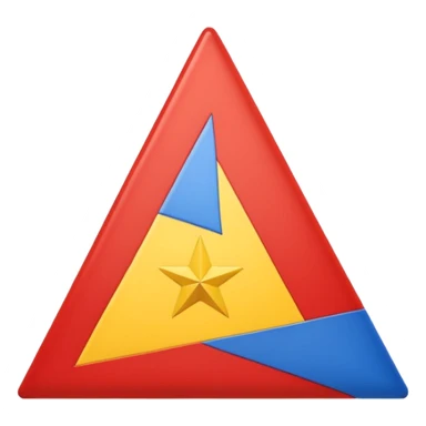 A flag inspired by the Catalan independence flag (the Estelada Blava): five horizontal red stripes alternating with yellow stripes, a blue triangle on the left side pointing to the center, and inside the triangle a single white five-pointed star. sticker
