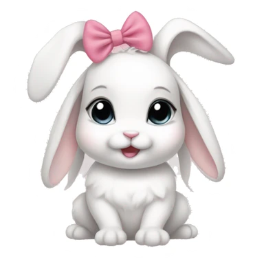 Baby bunny with coquette bow on ear sticker