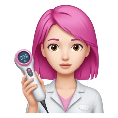 Brunette Female using a pink color hair removal device  sticker