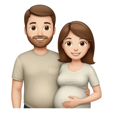 white pregnant woman brown hair and her husband sticker