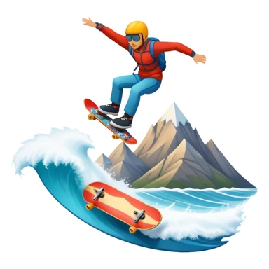 A bold emblem featuring a combination of symbols representing various extreme sports, like a mountain peak, a skateboard, a parachute, and a wave. The design is dynamic and sharp, capturing the thrill and adventure of extreme sports, with a strong, energetic vibe. sticker