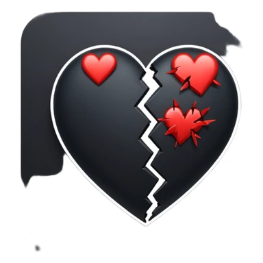 black broken heart  sticker