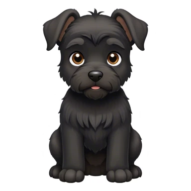 mini pure black schnauzer with big round ears and long leg hair sticker