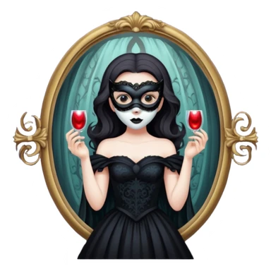 Spooky killer on mask on fancy mirror behind woman sticker