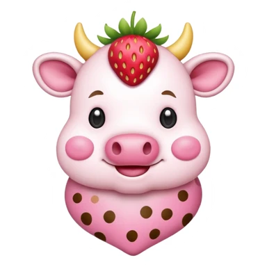 Kawaii style strawberry cow sticker